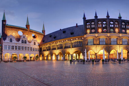 Market square and Town Hall of Lübeck