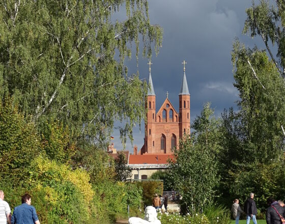Kyritz - Rosengarten mit St. Marienkirche