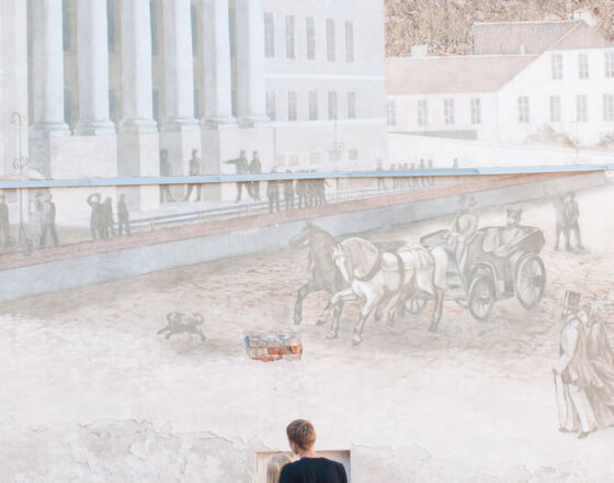 Mural of the Main Building of the University of Tartu on another building close by Mural of the Main Building of the University of Tartu on another building close by